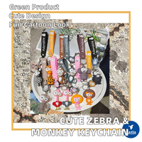 Pendentif porte-clés animal de dessin animé créatif Singe zèbre mignon avec pendentif et porte-clés sac en plastique léger grands yeux