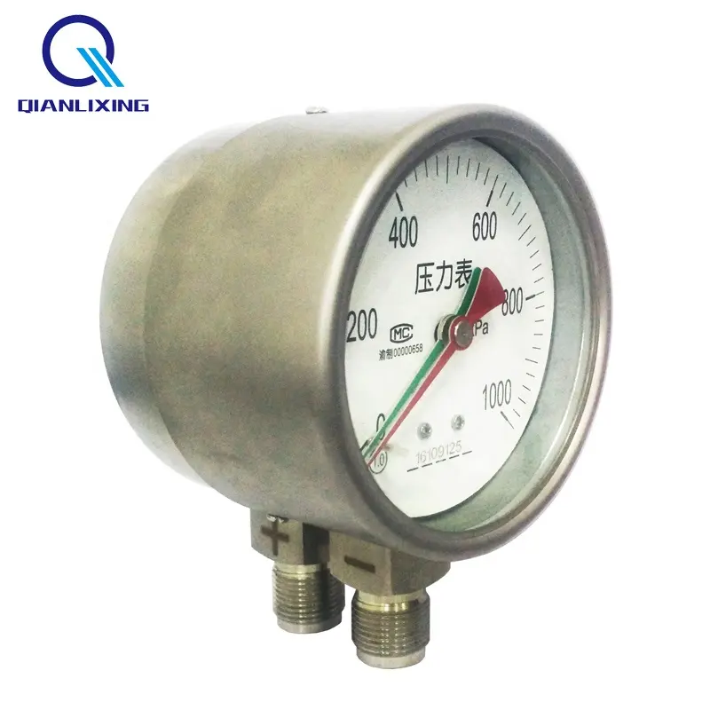 Pressure Measuring Instruments Shock-Proof Type Double Bourdon Tubes Differential Dual Pressure Gauge Manometer