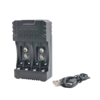 Chargeur de batterie HWD HD-4881A à 4 emplacements avec contrôle indépendant pour piles AA/9V NiMH, indicateur LED rouge/vert, câble de charge USB Type-C, certifié CE