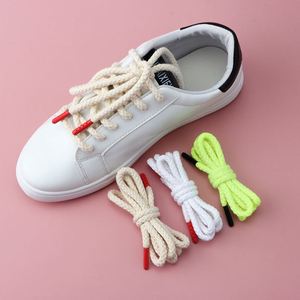 Lacets de chaussures en coton personnalisés de haute qualité, lacets torsadés colorés texturés, lacets pour baskets de sport et décontractées, embouts métalliques pour cordons - Product Image 2