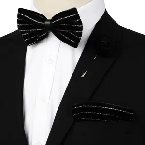 Bow Tie Sets 100% Polyester Cheap Fashion High Quality Gift Box Bowtie Bow Ties For Men's Accessories Black