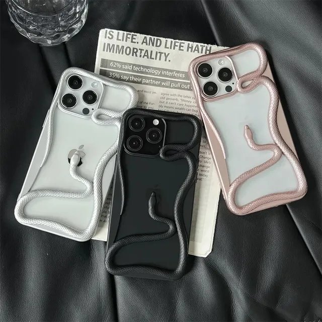3D Luxury Snake Phone Case For iPhone 16 Pro Max 15 14 Plus 13 12 promax 11 Matte Plating Fashion Protective Cover Fundas