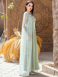 Роскошное зеленое платье для вечеринки, для VIP-мероприятий и гала-вечеров, с накидкой в арабском стиле - Product Image 5