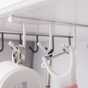 Clothing Organizer 6-Link Iron Hooks <b>Removable</b> Under Cabinet Wall Hooks For Dorm Kitchen Bedroom Storage Rack - Product Image 3