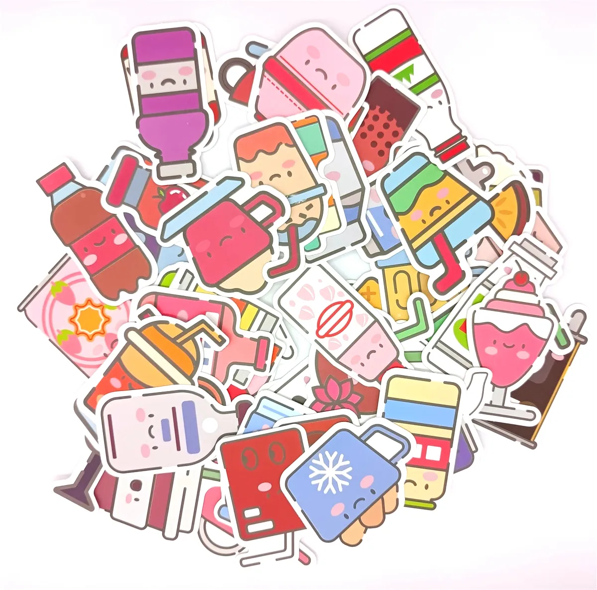 Wholesale Custom Milk Tea Drink Label Sticker Girls Children Decorative Luggage Notebooks Boba Bubble Tea Stickers For Cups