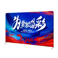 Papan Latar Belakang Pameran Kain Tension Aluminium Portabel Kustom, Stand Backdrop Pop Up untuk Acara Pemasaran Merek di Pameran Dagang