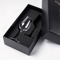 Boîte cadeau en verre à vin noir avec logo personnalisé, revêtement rigide, insert en mousse, emballage robuste, boîtes cadeaux pour verres à vin