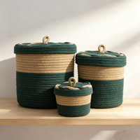 Panier de rangement élégant en corde de coton avec couvercle pour tous les articles – Organisateur polyvalent de qualité supérieure pour l'organisation de la maison