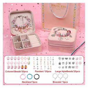 Premium DIY 66pcs Jewelry <b>Making</b> Toys <b>Kit</b> for Kids Colorful Beads & Cute <b>Charms</b> Stainless Steel Friendship <b>Bracelet</b> Craft Set - Product Image 1