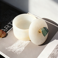 Pot de rangement Art Déco haut de gamme en jade naturel, pot à bijoux et aromathérapie, design moderne et épuré, décoration de bureau et de salon