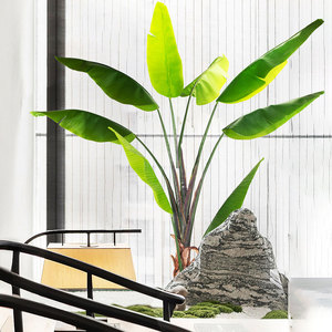 Plante artificielle Bonsaï, fausse plante tropicale, oiseau de paradis, plantes artificielles <span class=keywords><strong>d</strong></span>'intérieur, <span class=keywords><strong>forme</strong></span> de ventilateur, <span class=keywords><strong>palmier</strong></span> voyageur pour la <span class=keywords><strong>d</strong></span>écoration - Product Image 3