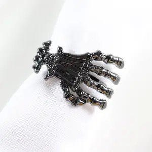 Halloween Black Napkin Ring Skull Hand Napkin Ring