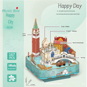 Caja de Música de Madera para Armar, Adorno de Ciudad Celestial, Venta al por Mayor de Fábrica, Regalo Musical Dinámico, Transfronterizo - Product Image 4