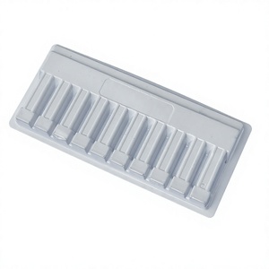 ถาดพลาสติกใส PVC หนา 1 มม. รีไซเคิล สำหรับบรรจุยาในหลอดแก้ว รับผลิตตามแบบ OEM - Product Image 1