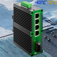 Conmutador Industrial de Larga Distancia GYT IE1800P de 20 km, Gigabit, 4 Puertos PoE RJ45 + 1 Puerto Óptico ST, Monomodo, Fibra Única, 1310/1550nm