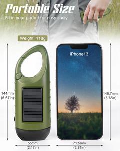 Solar Powered Hand-Crank LED Flashlight Multi-Functional ABS Emergency <b>Lighting</b> Outdoor Camping IP45 Rated 30000 Hours <b>Working</b> - Product Image 4