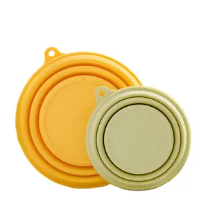 便携式食品级硅胶折叠碗户外旅行方便面碗圆形防滑硅胶沙拉硅胶碗