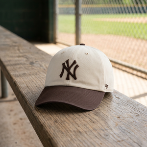 47 Brand Vintage NY Bestickte Baseballkappe mit Erhabenem Gummi-Print, Creme-Brauner Schirm, Verstellbare Baumwoll-Casual/Sport-Dad-Mütze, Unisex - Product Image 3