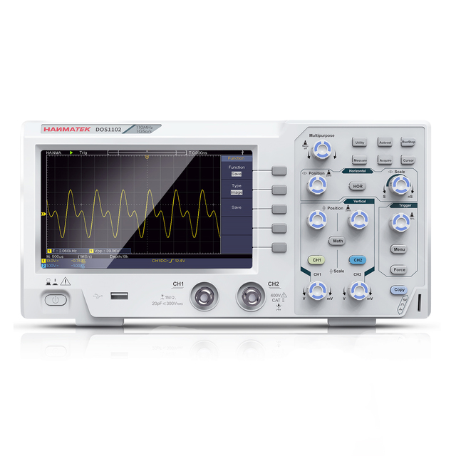 Digital Oscilloscope 110MHz Dual-channel Simultaneous Sampling Oscilloscope 7-inch TFT Display SCPI/labview Communication