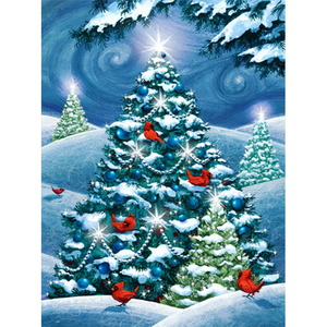 Moderno 40x50cm DIY árbol de Navidad nevado pintura de diamantes redondo completo acrílico de alta calidad decoración de Navidad pintura de diamantes regalos - Product Image 1