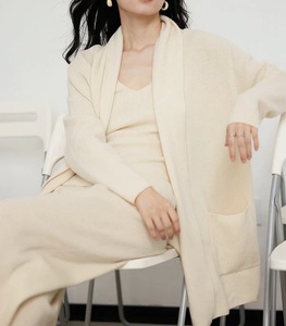 NARI Custom Women's Custom Autumn Winter Luxury Soft Wool Belted <strong>Full</strong> <strong>Length</strong> Computer Knitted Sweater <strong>Cardigan</strong> Robe <strong>Cardigan</strong> - Product Image 2