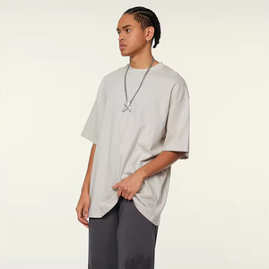 Unisex 100% algodón pesado Hip <span class=keywords><strong>Pop</strong></span> 345G camiseta LOGO personalizado verano sólido <span class=keywords><strong>Tops</strong></span> hombro caído camisetas en blanco de gran tamaño - Product Image 6