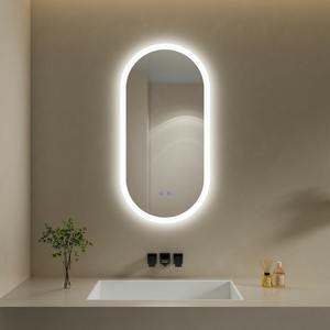 Miroir <span class=keywords><strong>de</strong></span> <span class=keywords><strong>salle</strong></span> <span class=keywords><strong>de</strong></span> <span class=keywords><strong>bain</strong></span> ovale avec éclairage <span class=keywords><strong>LED</strong></span> mural, écran tactile intelligent à capteur, cadre fin OEM, fabricant - Product Image 1