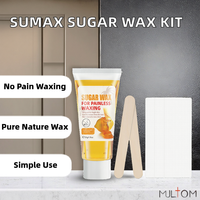 Kit d'épilation doux au parfum citron, noix de coco, miel et lait, pour visage et jambes, avec accessoires en papier non tissé et sucre