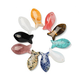Wholesale Natural <strong>Jade</strong> Fish Amethyst Pendant Necklace Crystal Healing <strong>Stone</strong> Rose Quartz Charm Decorations Jewelry Gifts - Product Image 6