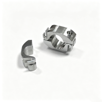 Support de fixation en aluminium/acier inoxydable usiné CNC pour tube, à deux pièces, avec crochet à charnière et verrouillage par vis, transparent