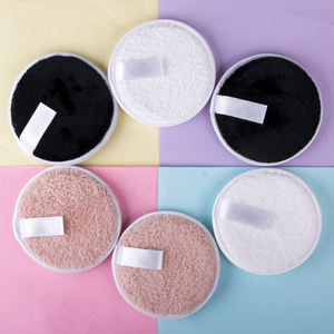 Nouvelles fonctions 3 pièces <span class=keywords><strong>lingettes</strong></span> de maquillage lavables et réutilisables avec sac à linge Logo personnalisé tampons démaquillants en microfibre - Product Image 3