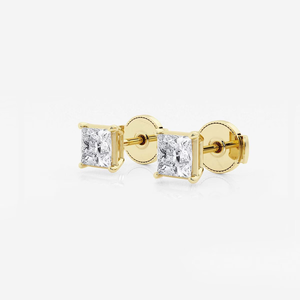 Elegantes Pendientes Solitarios de Diamante Cultivado en Laboratorio de 1 Quilate con Corte Princesa, Brillantes y Elegantes, Joyería Fina Ética para Mujer, para Uso Diario - Product Image 6