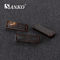 Étiquettes de vêtements personnalisées SANKO, rectangulaires, avec logo en relief, plaquées, lavables, certifiées Oeko-Tex, pour jeans et sacs
