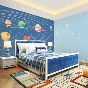 Carta <span class=keywords><strong>da</strong></span> parati spaziale murale per camera dei bambini razzo cielo stellato universo sfondo carta <span class=keywords><strong>da</strong></span> parati murale stanza del <span class=keywords><strong>ragazzo</strong></span> cartone animato rivestimento murale - Product Image 2