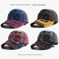 Casquette de baseball unisexe transfrontalière style américain 100 % coton à 6 panneaux, réglable, à calotte profonde, avec broderie de style antique
