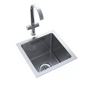 Fregadero de Cocina de Acero Inoxidable, de un Solo Tazón, Cuadrado, de Instalación Bajo Encimera, Superficie Pulida, Diseño Minimalista, Fácil de Limpiar, Montaje en Cubierta - Product Image 1