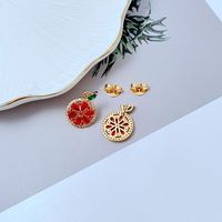 Anting Wanita Seri Buah Oranye Bertabur Zirkon Warna-warni Manis Kreatif Model Terbaru