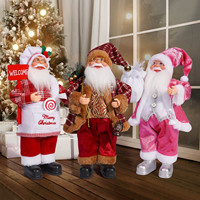 Luxueuse Poupée Père Noël Debout de 12 Pouces avec Cadeau pour Vitrine – Décorations de Noël