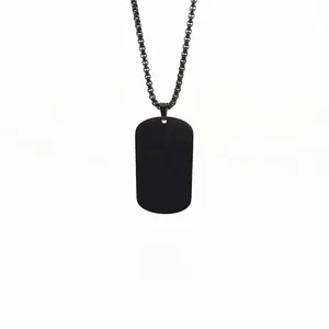 Kalung tag anjing besi tahan karat kalung huruf Laser kustom warna hitam hadiah pria untuk Hari Ayah