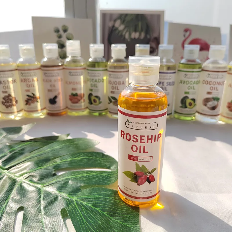 Rosehip feito sob encomenda, prendedor de óleo de massagem corporal de alce, abacate, semente preta, jotaga, argan, castor, côco