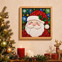 Kit de peinture sur tissu sans couture DIY pour Noël, kit d'artisanat en tissu de qualité supérieure sur le thème du Père Noël pour la décoration de la maison et les cadeaux de fêtes