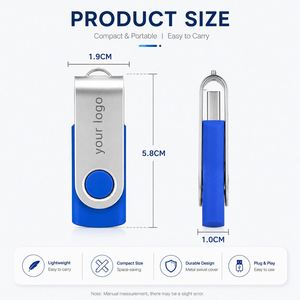 Clé USB personnalisée avec logo, clé USB pivotante en métal, clé USB promotionnelle, cadeau d'entreprise, clé USB - Product Image 3