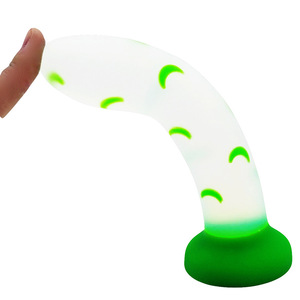 BANSEY Green Jelly Silicone Dildo with Suction Cup Base Curved Shaft G Spot Anal Butt Plug Adult Sex <b>Toys</b> for Men - Product Image 3