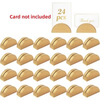 Porte-cartes de visite semi-circulaire en bois doré, style moderne, pour décoration de mariage, fête, restaurant, avec clips pour nom, photo, menu et numéro de table