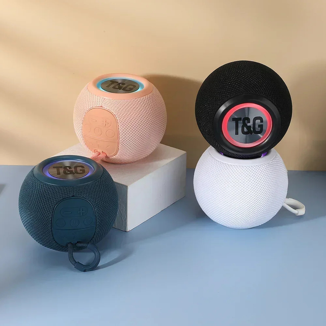 Portable TG337 Blue-tooth Speaker Round Subwoofer TWS Stereo Boombox LED Light Hifi Music Player Support FM TF Card USB AUX