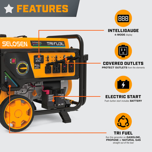 Tri 10KW 12500 Watt 10kw Portable LNG <b>Gas</b> Genset Gasoline <b>Generator</b> Made in China Home Jobsite Power Backup Avs HSAMZ-Tr - Product Image 4