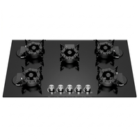Table de cuisson à gaz encastrable 5 brûleurs, panneau en verre trempé, commande à bouton mécanique, haute puissance de feu, portable, pour usage domestique et hôtelier