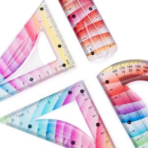 Set da Disegno Flessibile 4 Pezzi, Kit Geometrico Colorato, Righelli Morbidi Pieghevoli Infrangibili in Plastica per Materiale Scolastico - Product Image 3