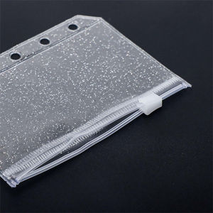 Pochettes pour classeurs A5 A6 A7, pochettes à feuilles mobiles, pochettes souples en PVC transparent avec paillettes, <span class=keywords><strong>pochette</strong></span> pour cartes, chargement latéral, étanche, enveloppe en <span class=keywords><strong>plastique</strong></span> pour argent liquide - Product Image 6