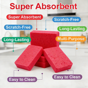 مصنع بيع بالجملة أطباق تنظيف المطبخ لوازم لب الخشب الإسفنج جلي - Product Image 5